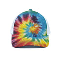 Colorful Tie Dye Print White Mesh Trucker Hat