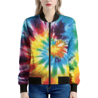 Colorful Tie Dye Print Women's Bomber Jacket