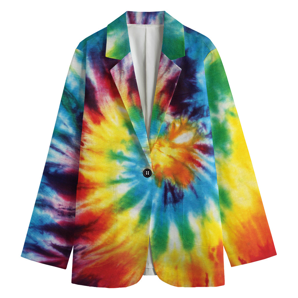 Colorful Tie Dye Print Women's Cotton Blazer