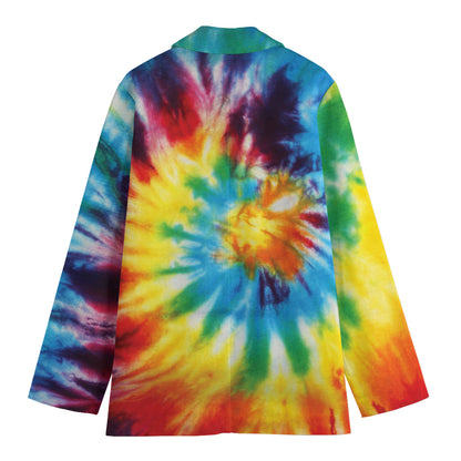 Colorful Tie Dye Print Women's Cotton Blazer
