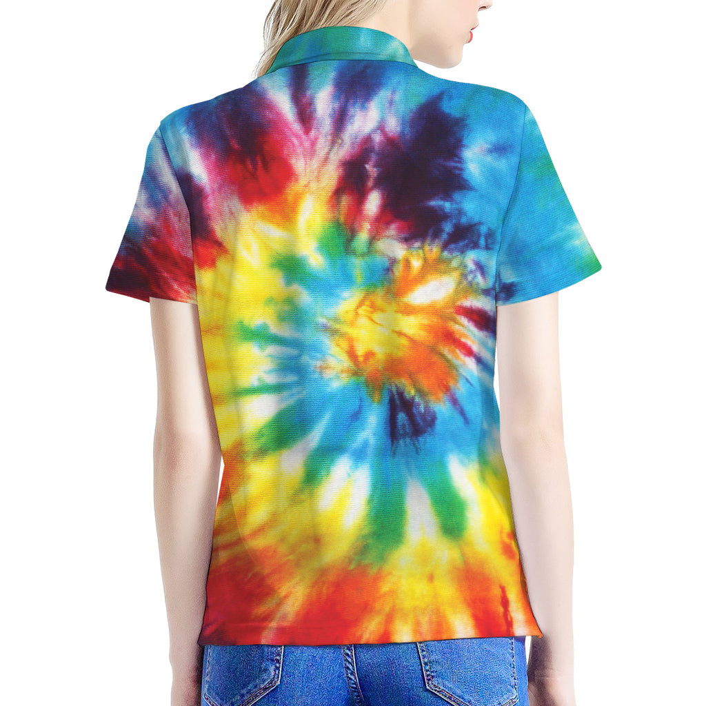 Colorful Tie Dye Print Women's Polo Shirt