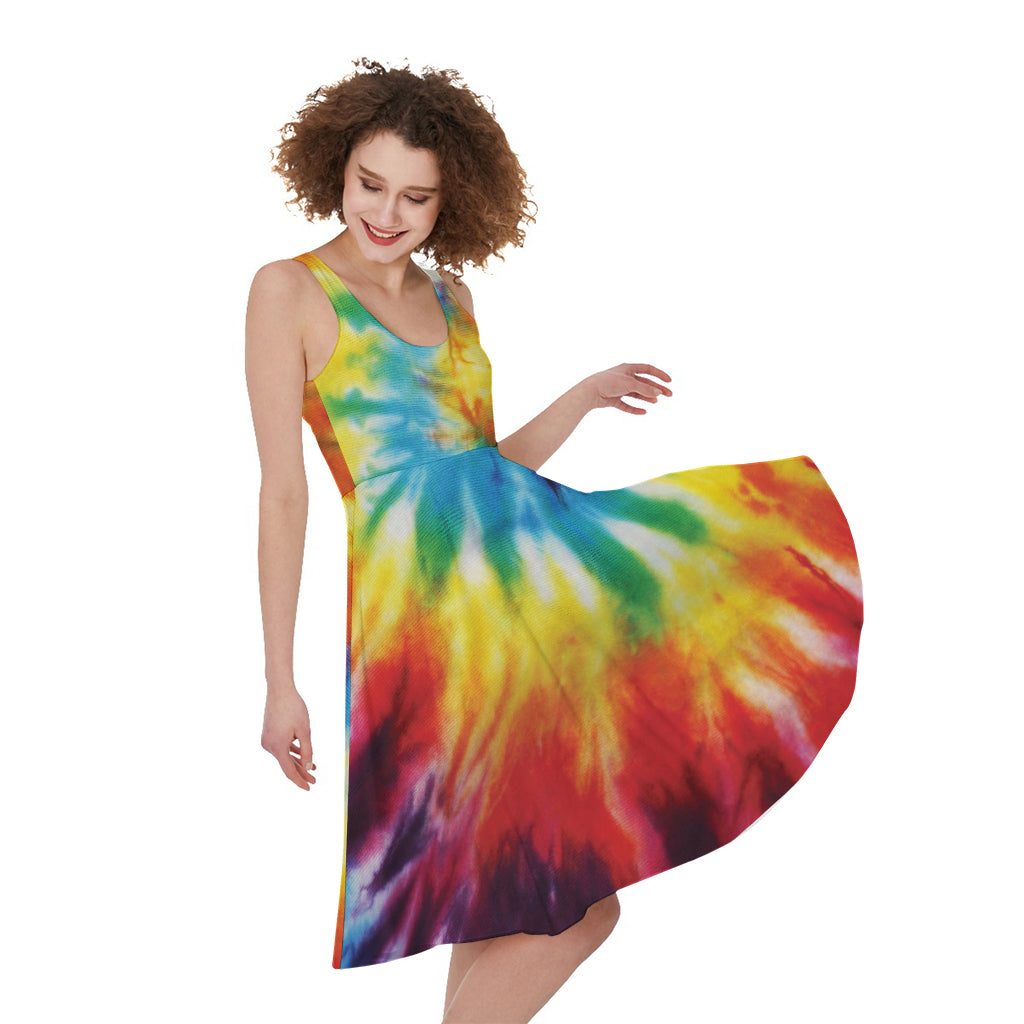 Colorful Tie Dye Print Women's Sleeveless Dress