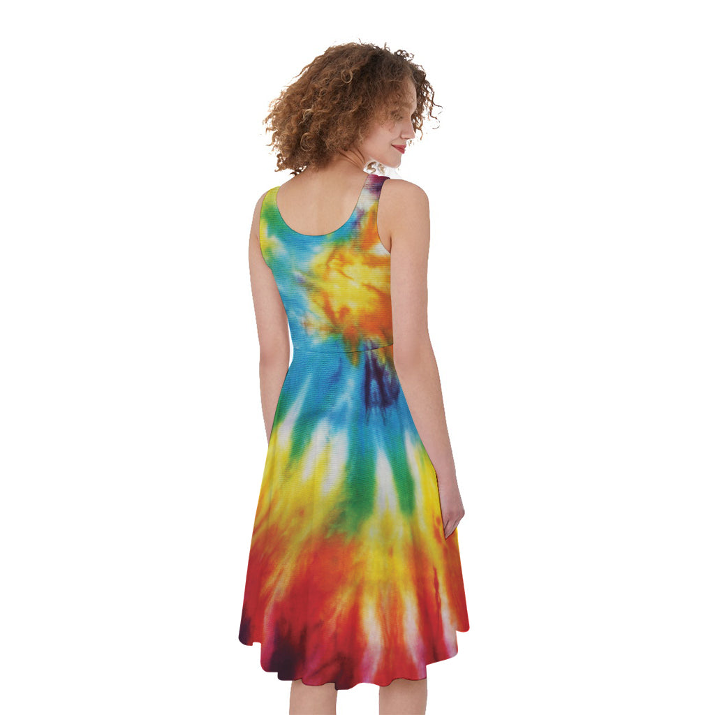 Colorful Tie Dye Print Women's Sleeveless Dress