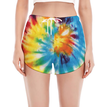 Colorful Tie Dye Print Women's Split Running Shorts