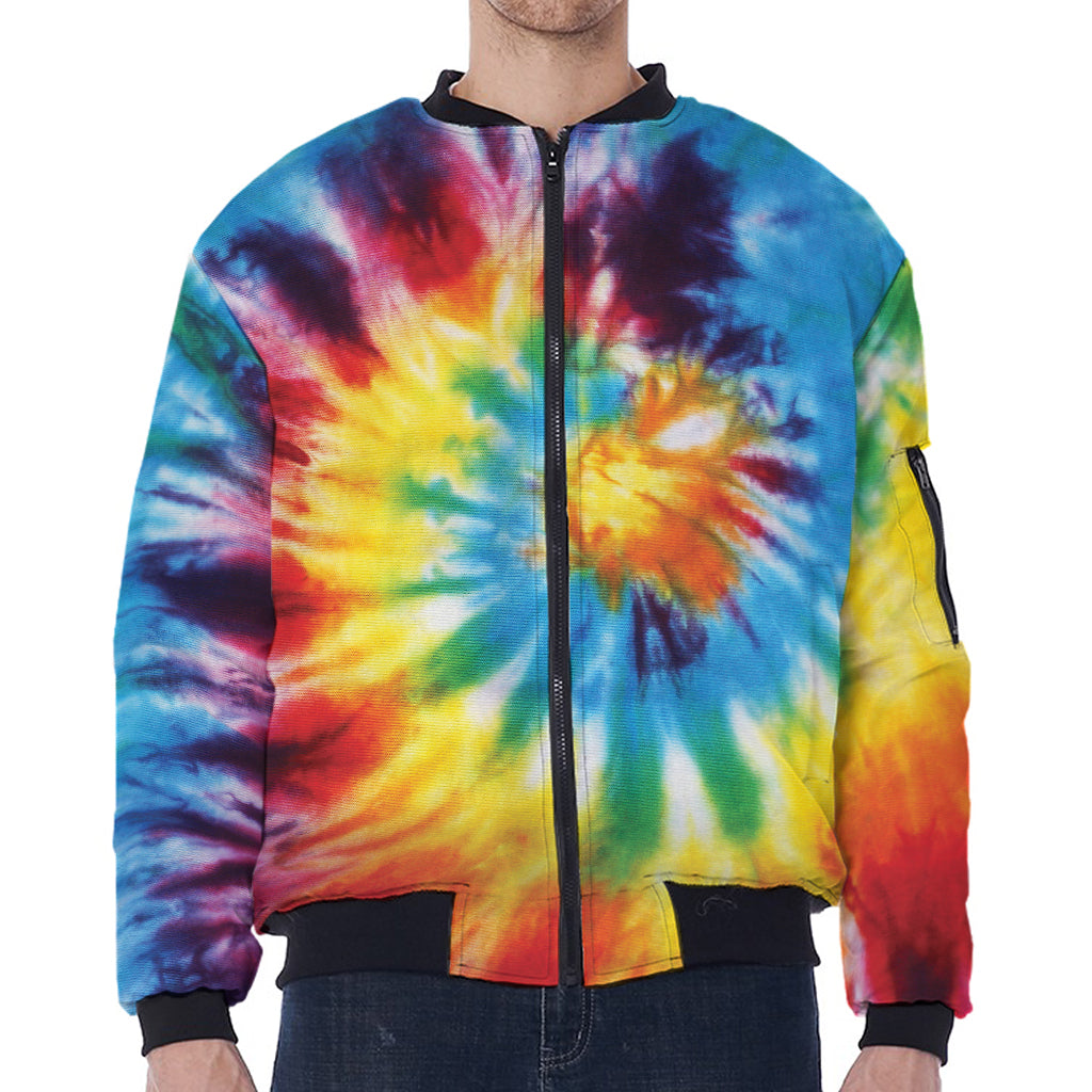 Colorful Tie Dye Print Zip Sleeve Bomber Jacket