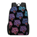 Colorful Tiger Head Pattern Print 17 Inch Backpack