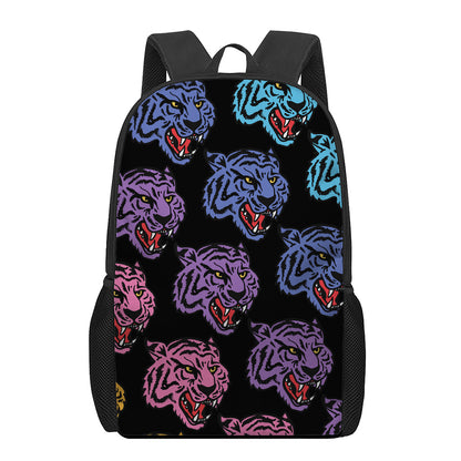 Colorful Tiger Head Pattern Print 17 Inch Backpack