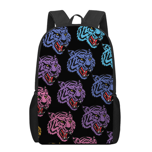 Colorful Tiger Head Pattern Print 17 Inch Backpack