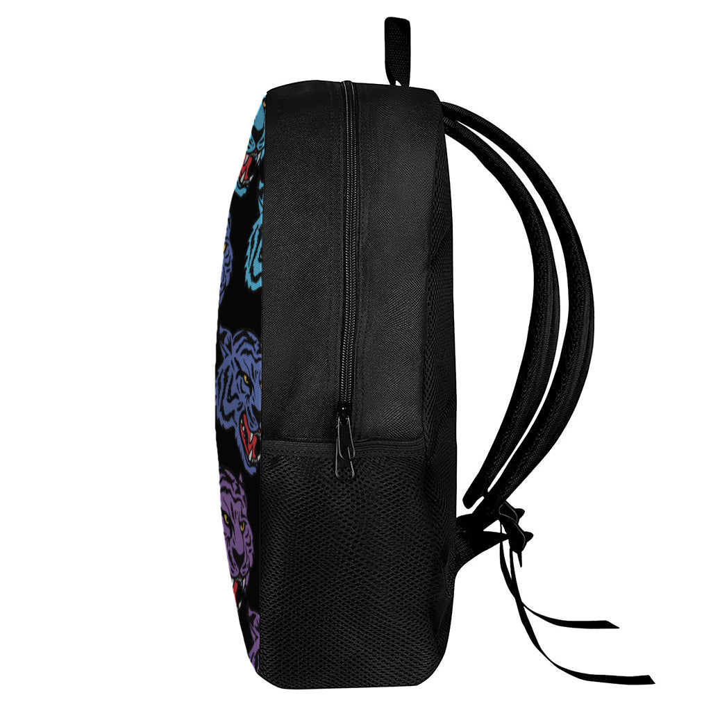 Colorful Tiger Head Pattern Print 17 Inch Backpack