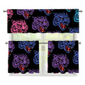 Colorful Tiger Head Pattern Print 3 Piece Kitchen Curtains