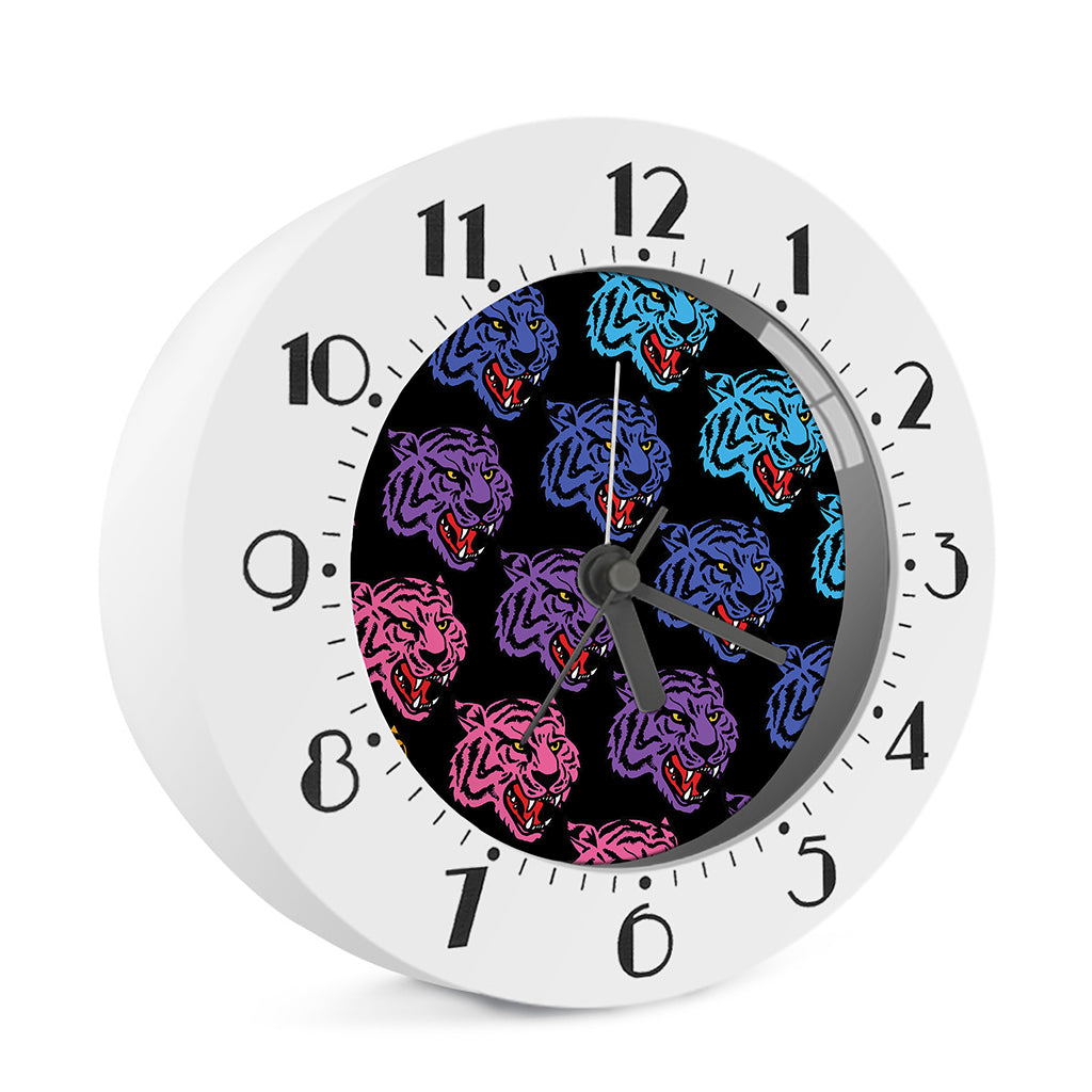 Colorful Tiger Head Pattern Print Alarm Clock