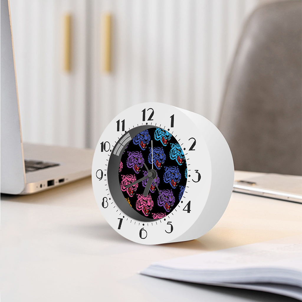 Colorful Tiger Head Pattern Print Alarm Clock