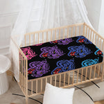 Colorful Tiger Head Pattern Print Baby Crib Sheet