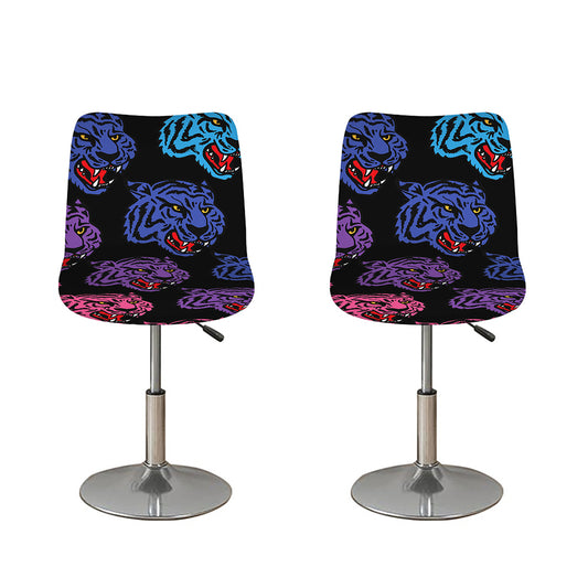 Colorful Tiger Head Pattern Print Bar Stool Covers