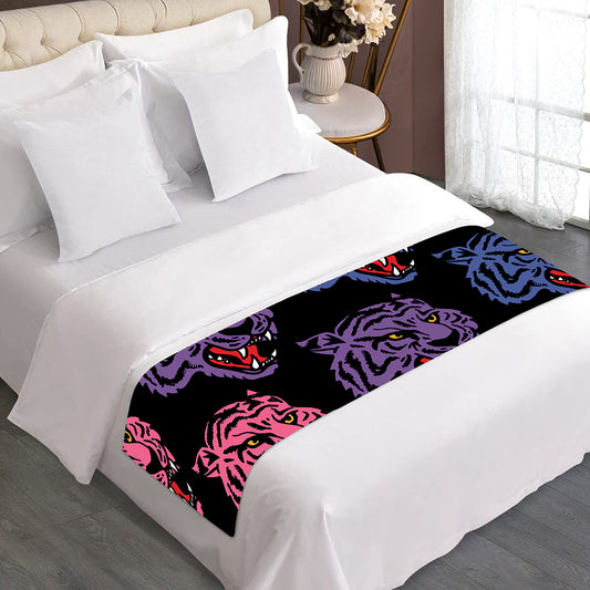 Colorful Tiger Head Pattern Print Bed Runner