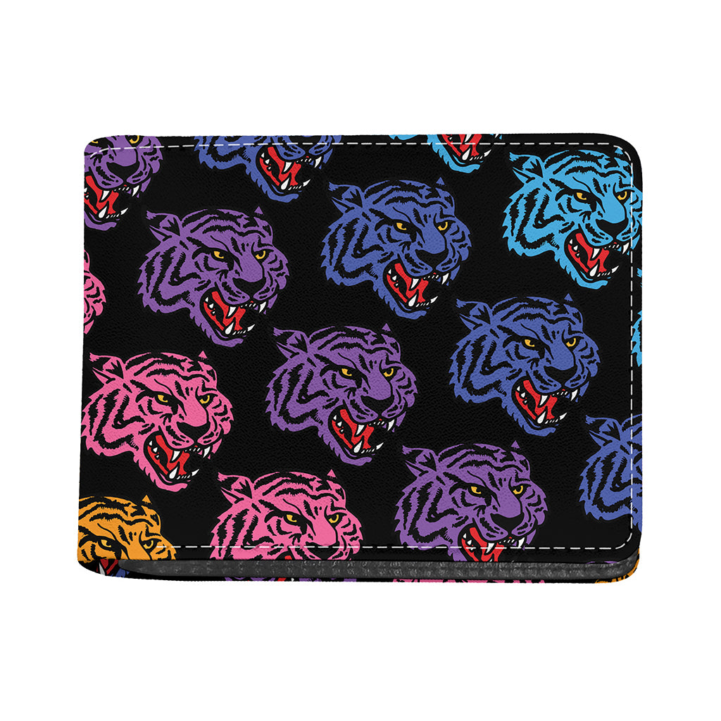 Colorful Tiger Head Pattern Print Bifold Wallet