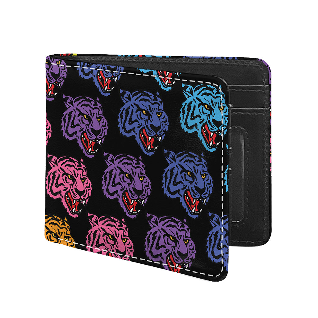 Colorful Tiger Head Pattern Print Bifold Wallet
