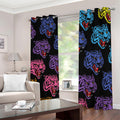 Colorful Tiger Head Pattern Print Dimout Grommet Curtains