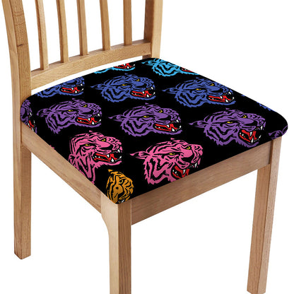 Colorful Tiger Head Pattern Print Chair Cushion Cover