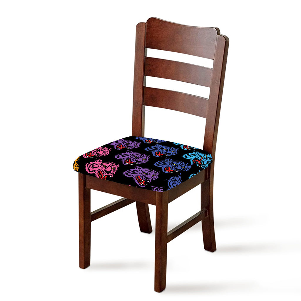 Colorful Tiger Head Pattern Print Chair Cushion Cover