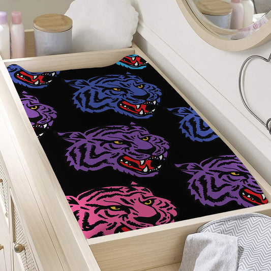 Colorful Tiger Head Pattern Print Changing Pad Cover