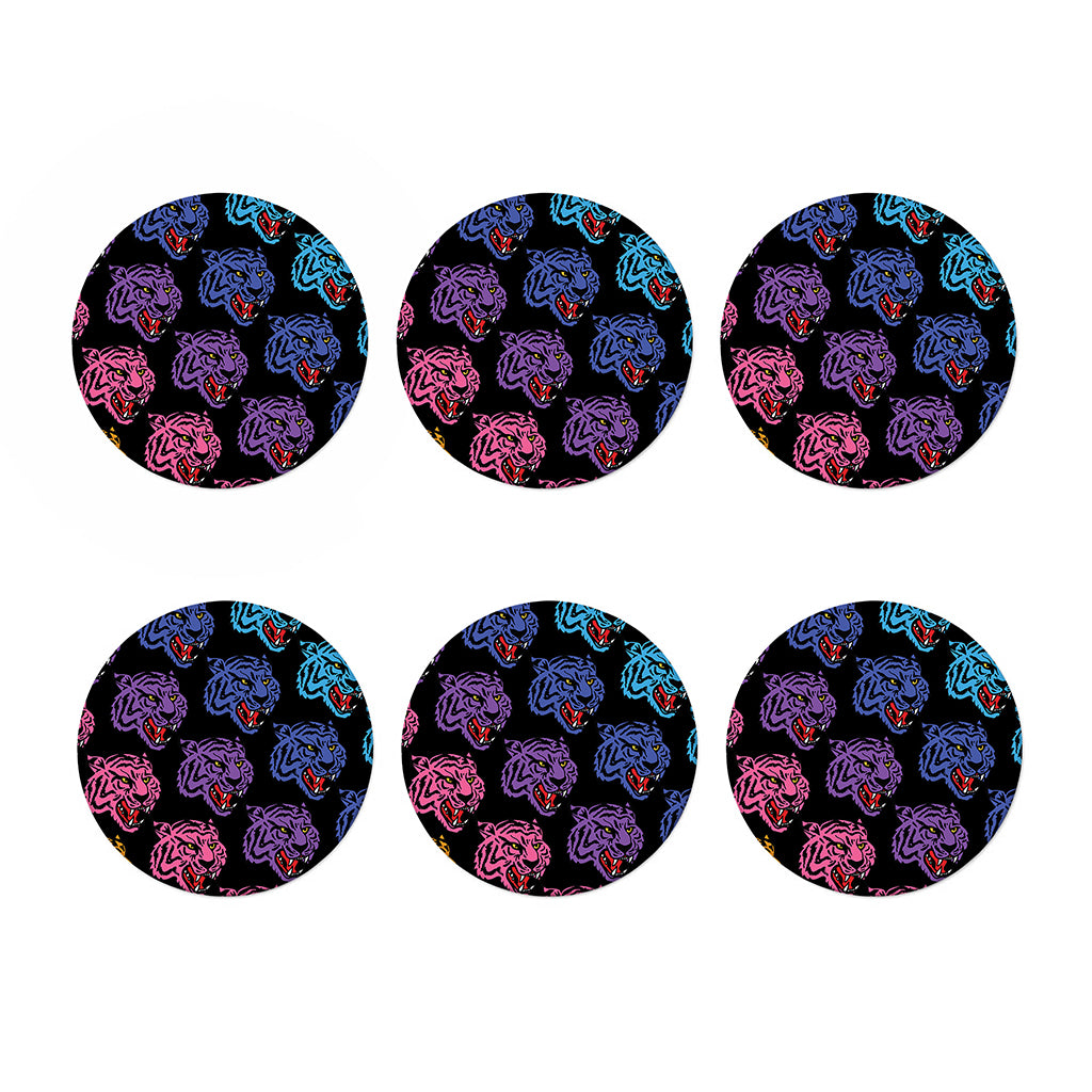Colorful Tiger Head Pattern Print Coaster Set