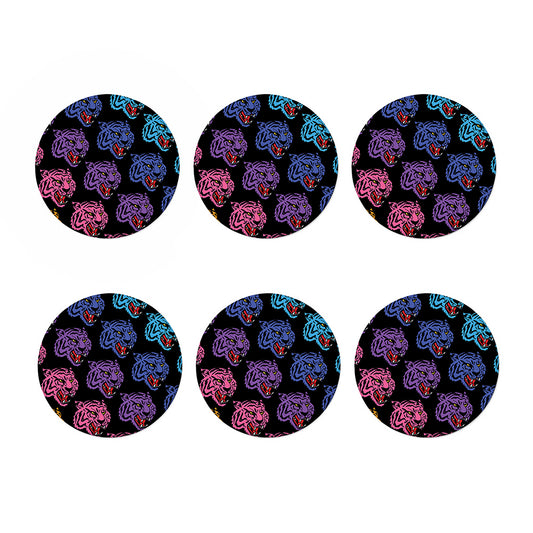 Colorful Tiger Head Pattern Print Coaster Set