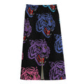 Colorful Tiger Head Pattern Print Cotton Front Slit Maxi Skirt