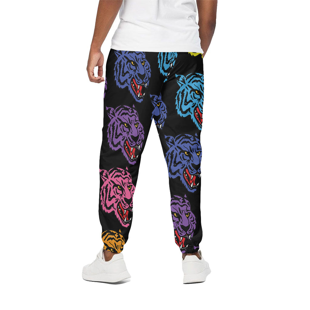 Colorful Tiger Head Pattern Print Cotton Pants