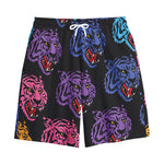 Colorful Tiger Head Pattern Print Cotton Shorts