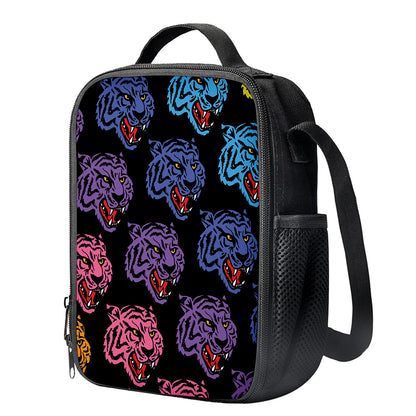 Colorful Tiger Head Pattern Print Crossbody Lunch Bag