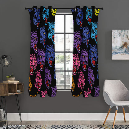 Colorful Tiger Head Pattern Print Curtain