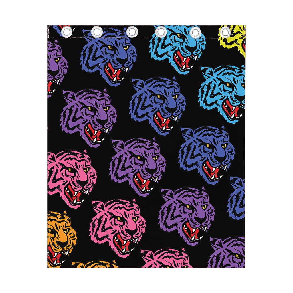 Colorful Tiger Head Pattern Print Curtain