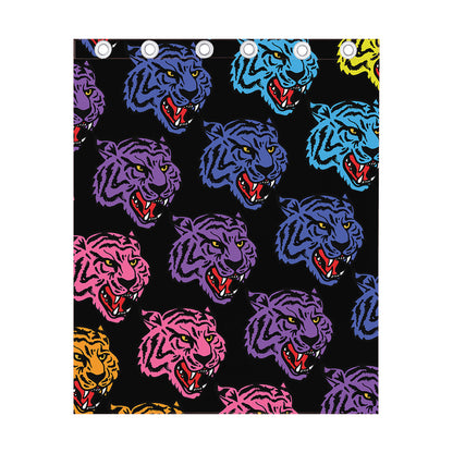 Colorful Tiger Head Pattern Print Curtain