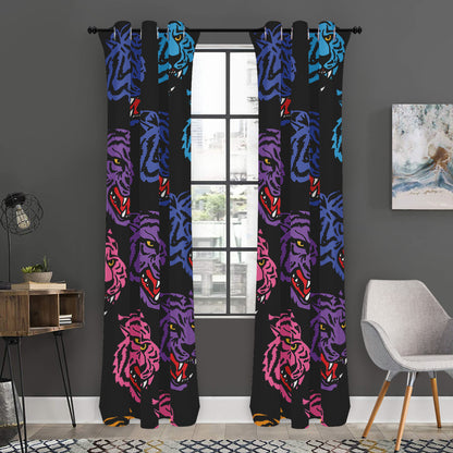 Colorful Tiger Head Pattern Print Curtain