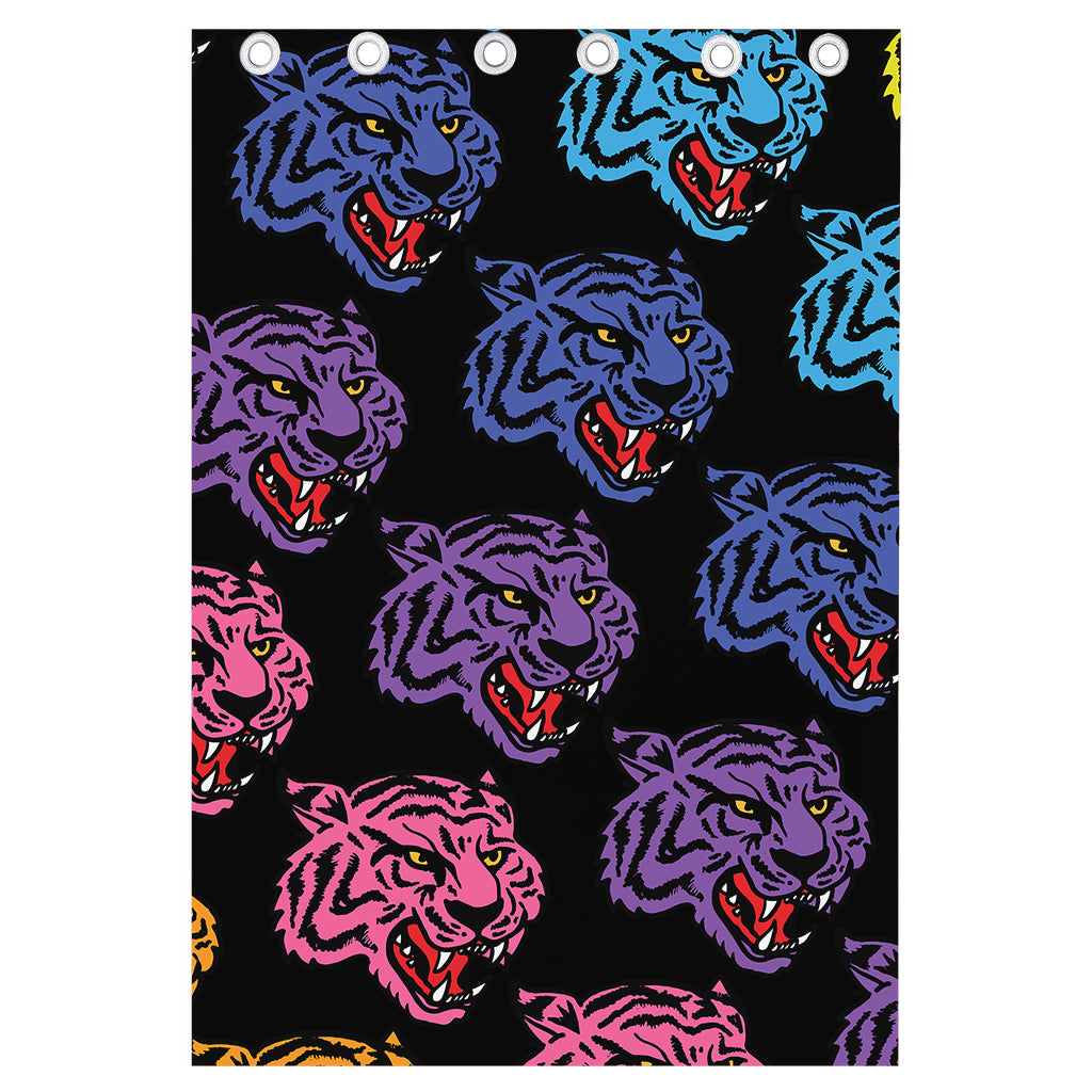 Colorful Tiger Head Pattern Print Curtain