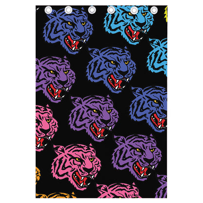 Colorful Tiger Head Pattern Print Curtain