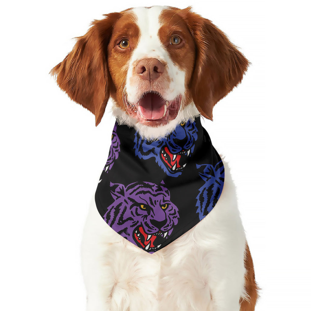 Colorful Tiger Head Pattern Print Dog Bandana