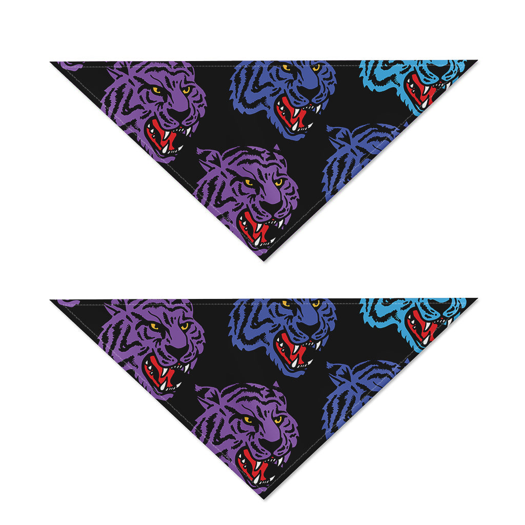 Colorful Tiger Head Pattern Print Dog Bandana