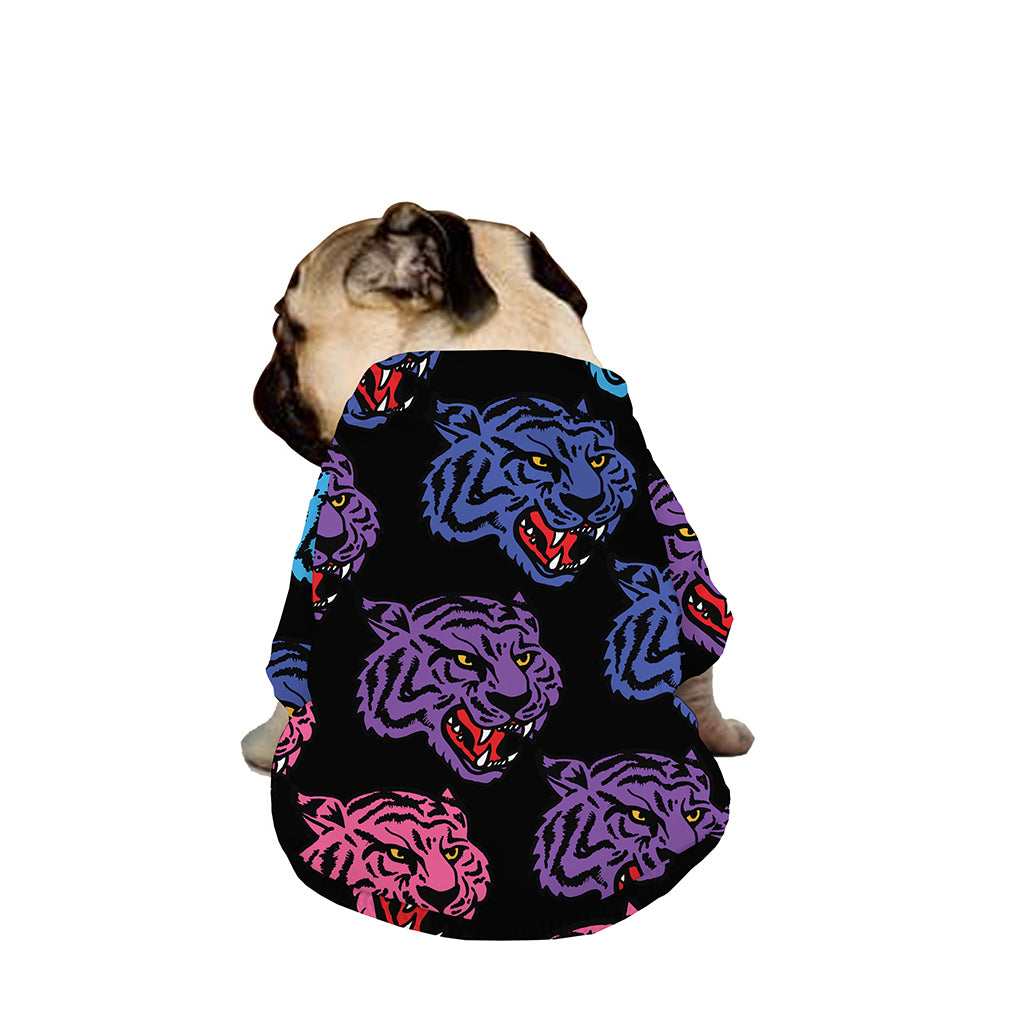 Colorful Tiger Head Pattern Print Dog Zip Up Jacket