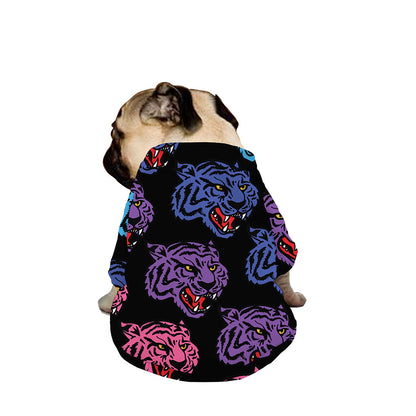 Colorful Tiger Head Pattern Print Dog Zip Up Jacket