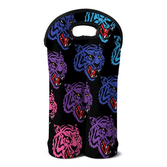Colorful Tiger Head Pattern Print Double Neoprene Wine Tote
