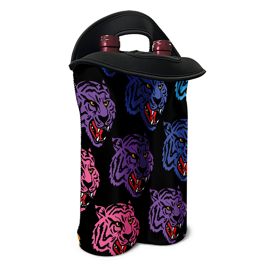Colorful Tiger Head Pattern Print Double Neoprene Wine Tote