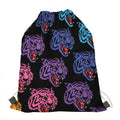 Colorful Tiger Head Pattern Print Drawstring Bag