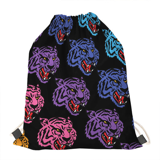 Colorful Tiger Head Pattern Print Drawstring Bag