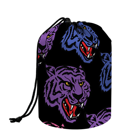 Colorful Tiger Head Pattern Print Drawstring Makeup Bag