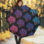 Colorful Tiger Head Pattern Print Foldable Umbrella