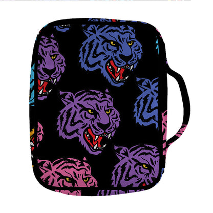 Colorful Tiger Head Pattern Print Front Pocket Bible Bag