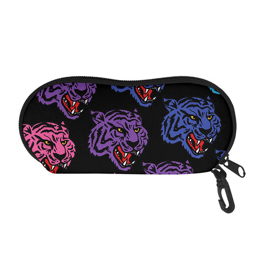 Colorful Tiger Head Pattern Print Glasses Case