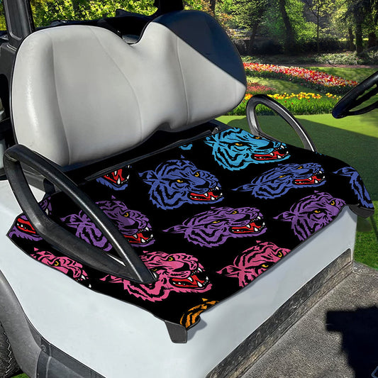 Colorful Tiger Head Pattern Print Golf Cart Seat Cover